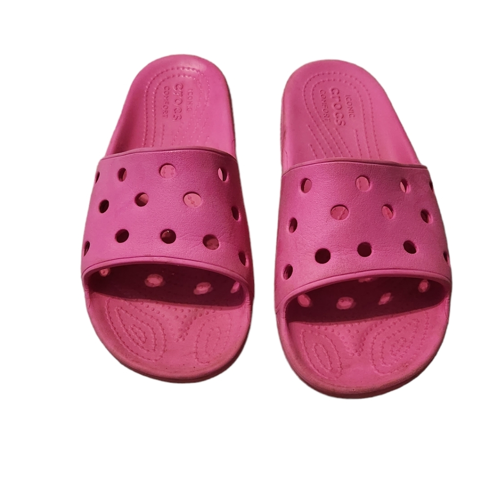 Pink classic croc slides